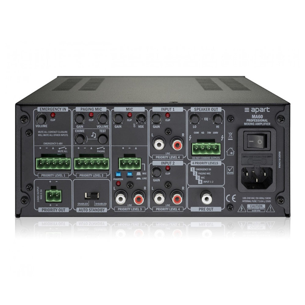 Biamp MA60 Half-Rack 60-Watt Mixer Amplifier