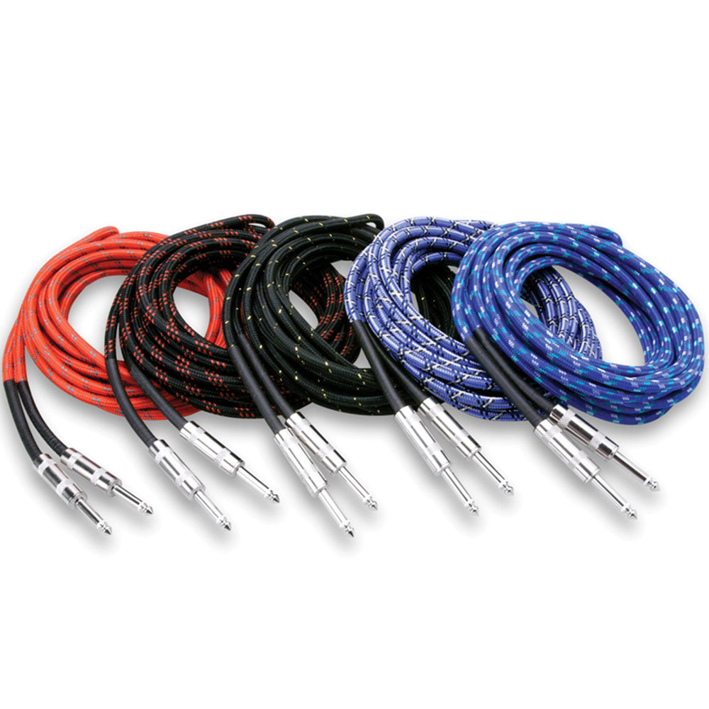 Hosa 3GT-PAK Cloth Guitar Cable, Hosa Straight to Same, 18 feet, Assorted Colors, 10 pieces