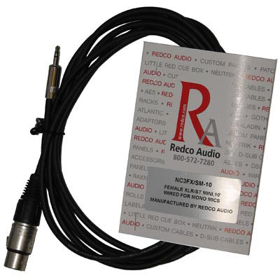 Redco NC3FXSM10 Female XLR to Stereo Mini Cable - 10 Feet