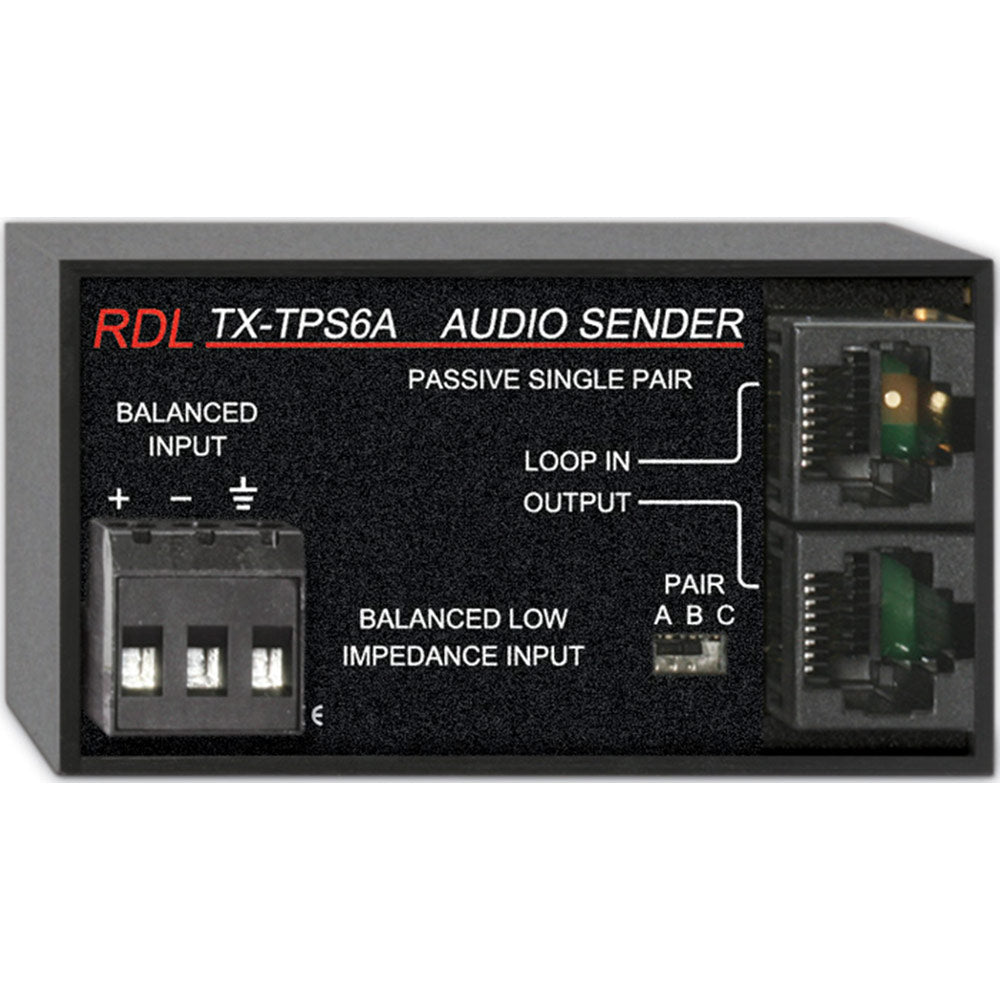 RDL TX-TPS6A Passive Single-Pair Sender - Twisted Pair Format-A  - balanced line input
