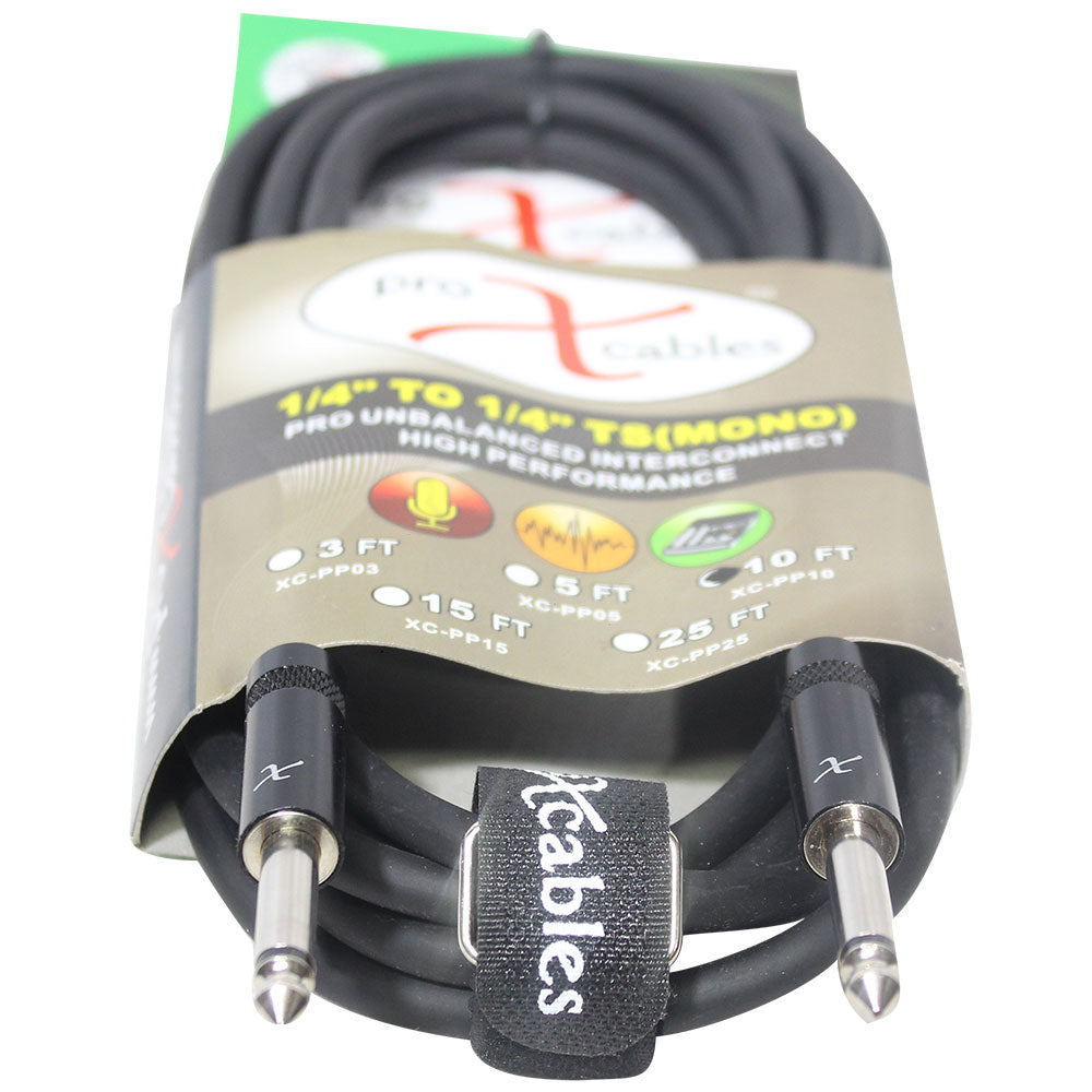 ProX XC-PP10 10 Ft. Unbalanced 1/4" TS-M to 1/4" TS-M High Performance Audio Cable