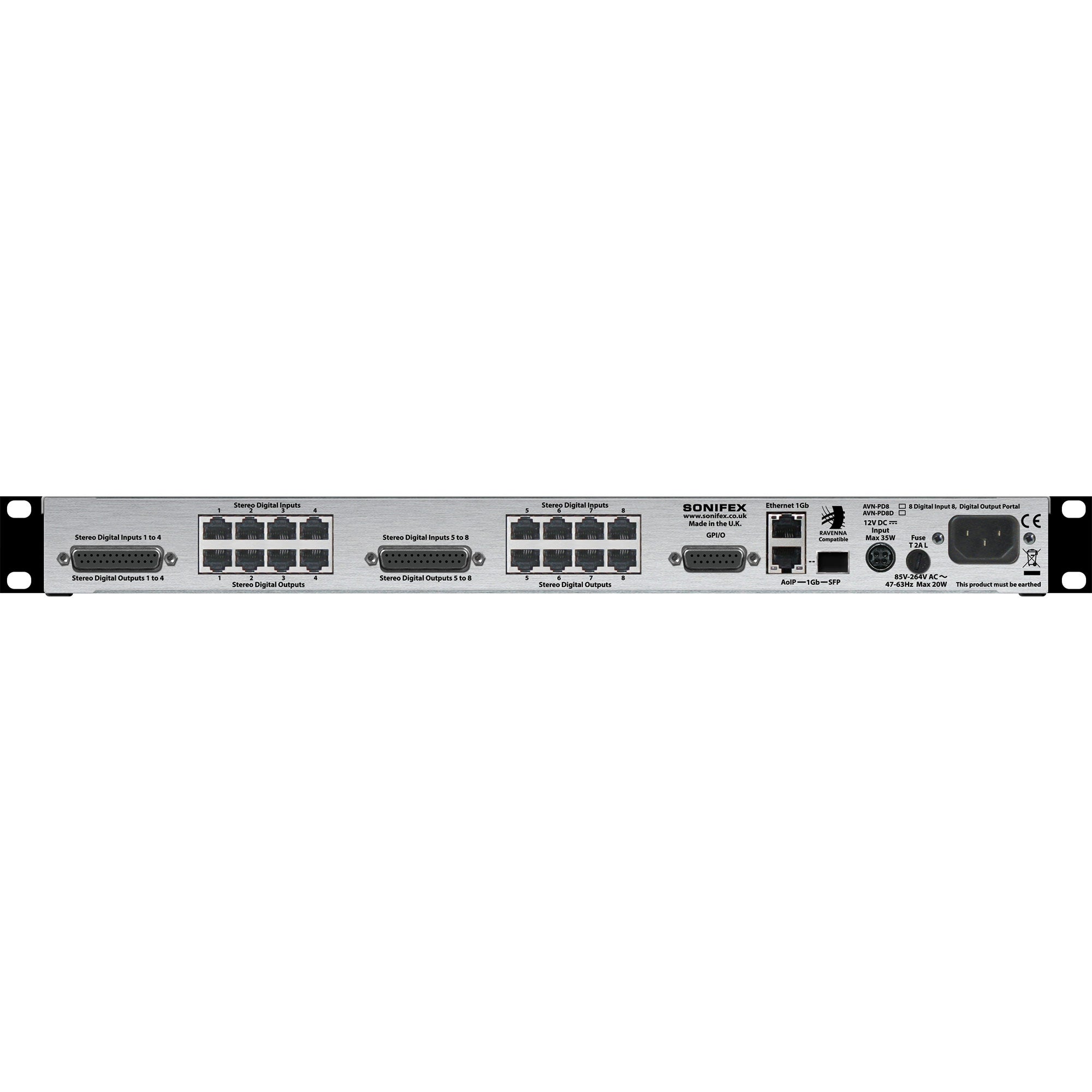 Sonifex AVN-PD8D - 8-Input 8-Output AES3 to Ravenna / AES67 Interface (with Display)