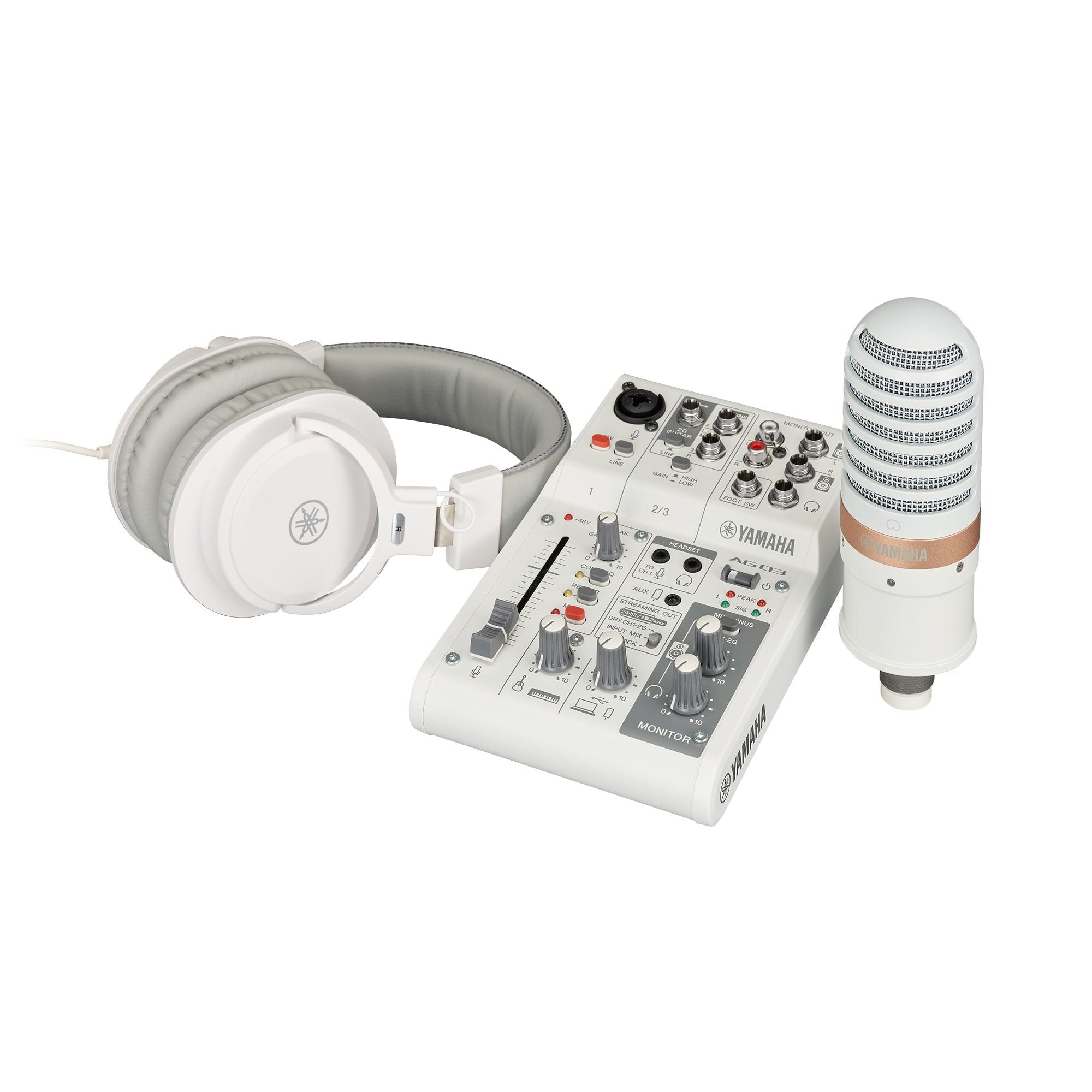Yamaha AG03MK2 LSPK - Live Streaming or Podcasting Package (White)