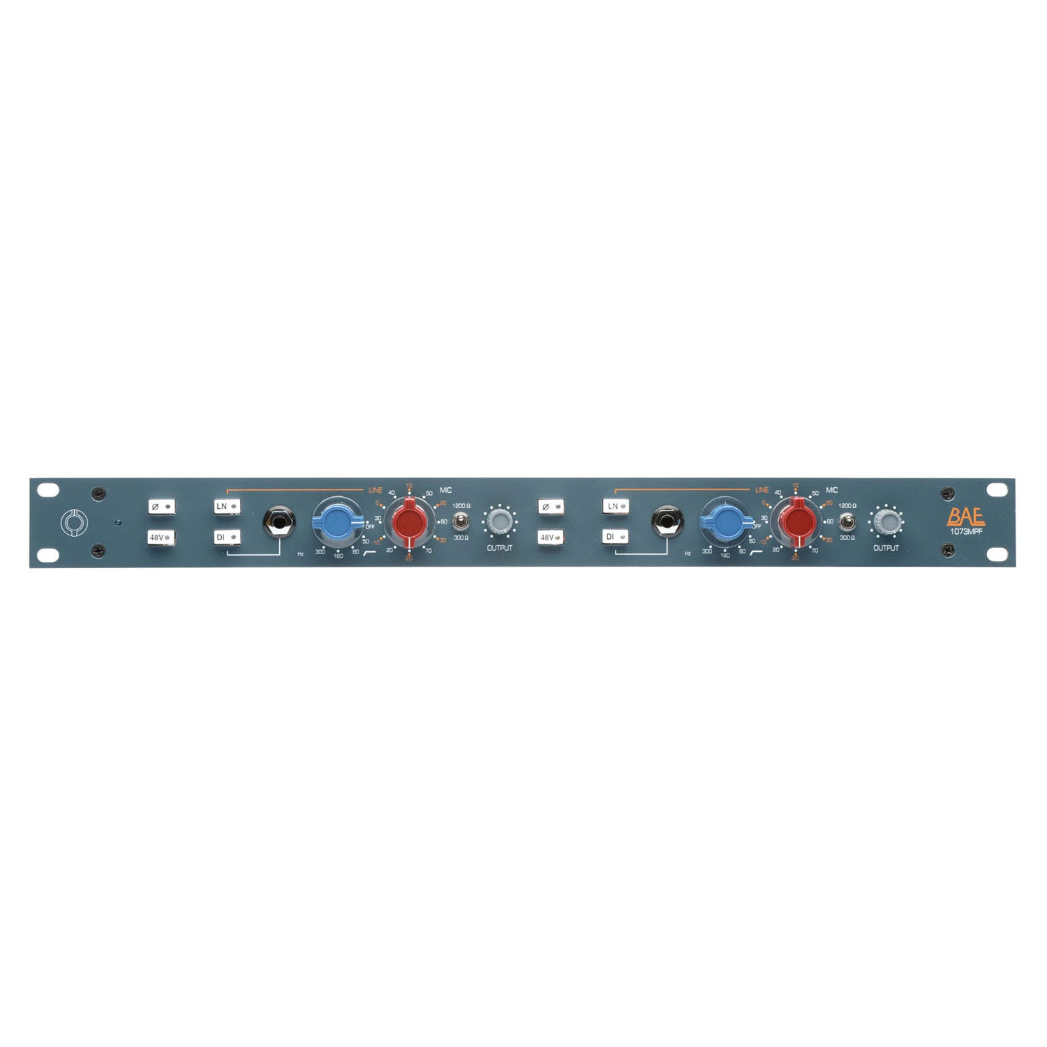 BAE Dual 1073MPF Rackmount 2 Channel Mic Preamp and DI with HPF (No PSU)