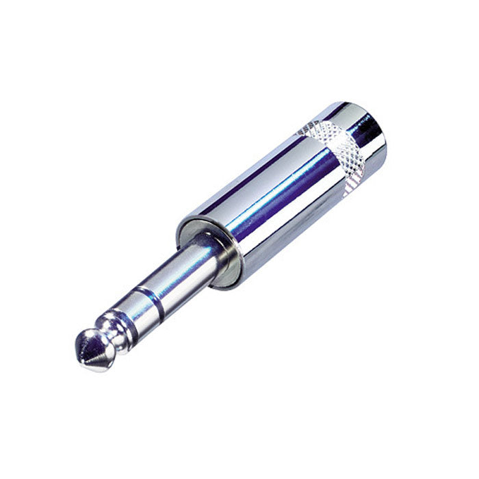 REAN Rean NYS202 3-Conductor 1/4" Stereo Phone Plug with Short Metal Handle in Nickel/Silver