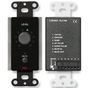 RDL DB-RLC10M Remote Level Control in Decora Wall Plate with Mute (Black) - Custom Engraving Option