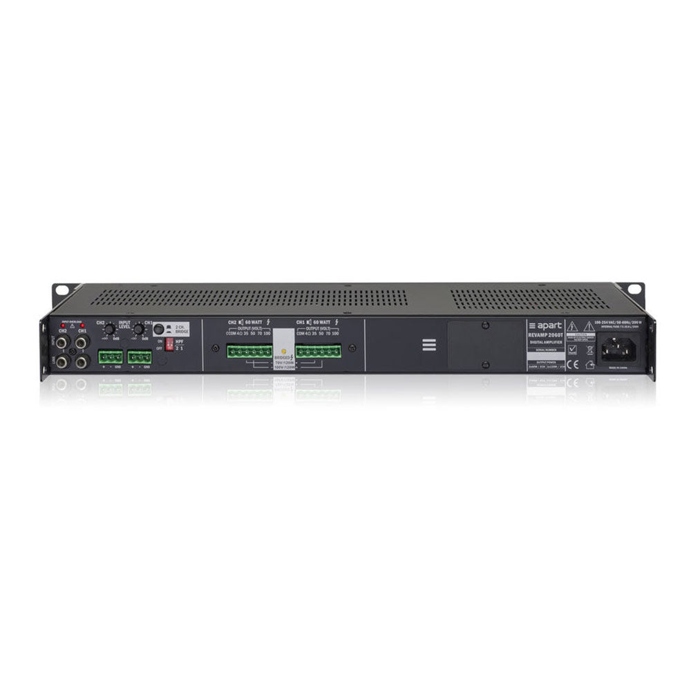Biamp REVAMP2060T Professional 2-Channel Class-D 100V Power Amplifier