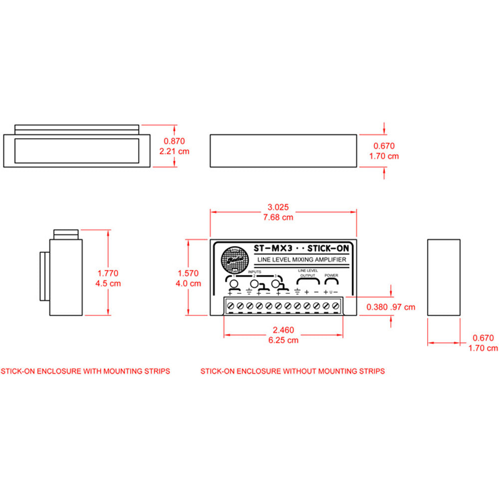 RDL ST-MX3 Three Input One Output Line Level Mountable Mixer