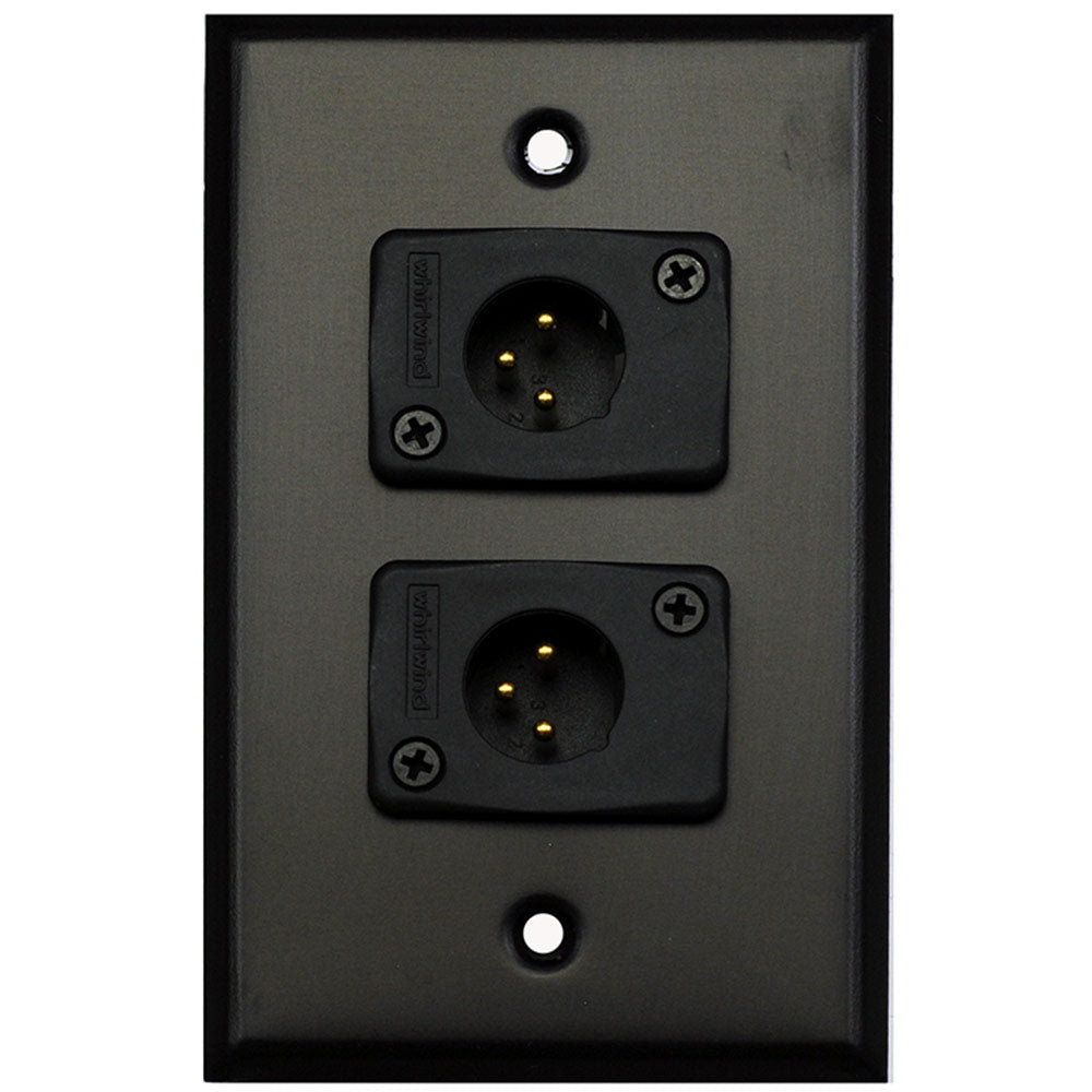 Whirlwind WP1/2MW - Single Gang Wall Plate with Dual XLR Male Jacks (Black)