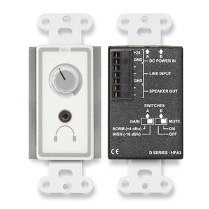 RDL D-HPA3 Decora Mount 3.5 Watt Headphone Amplifier (White) - Custom Engraving Option