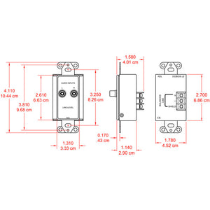 RDL DB-J2 RCA Line Input Assembly in Decora Wall Plate