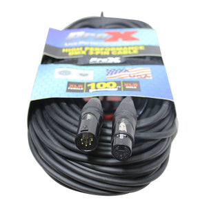 ProX XC-5PDMX100 100 Ft. DMX XLR5-M to XLR5-F High Performance Cable