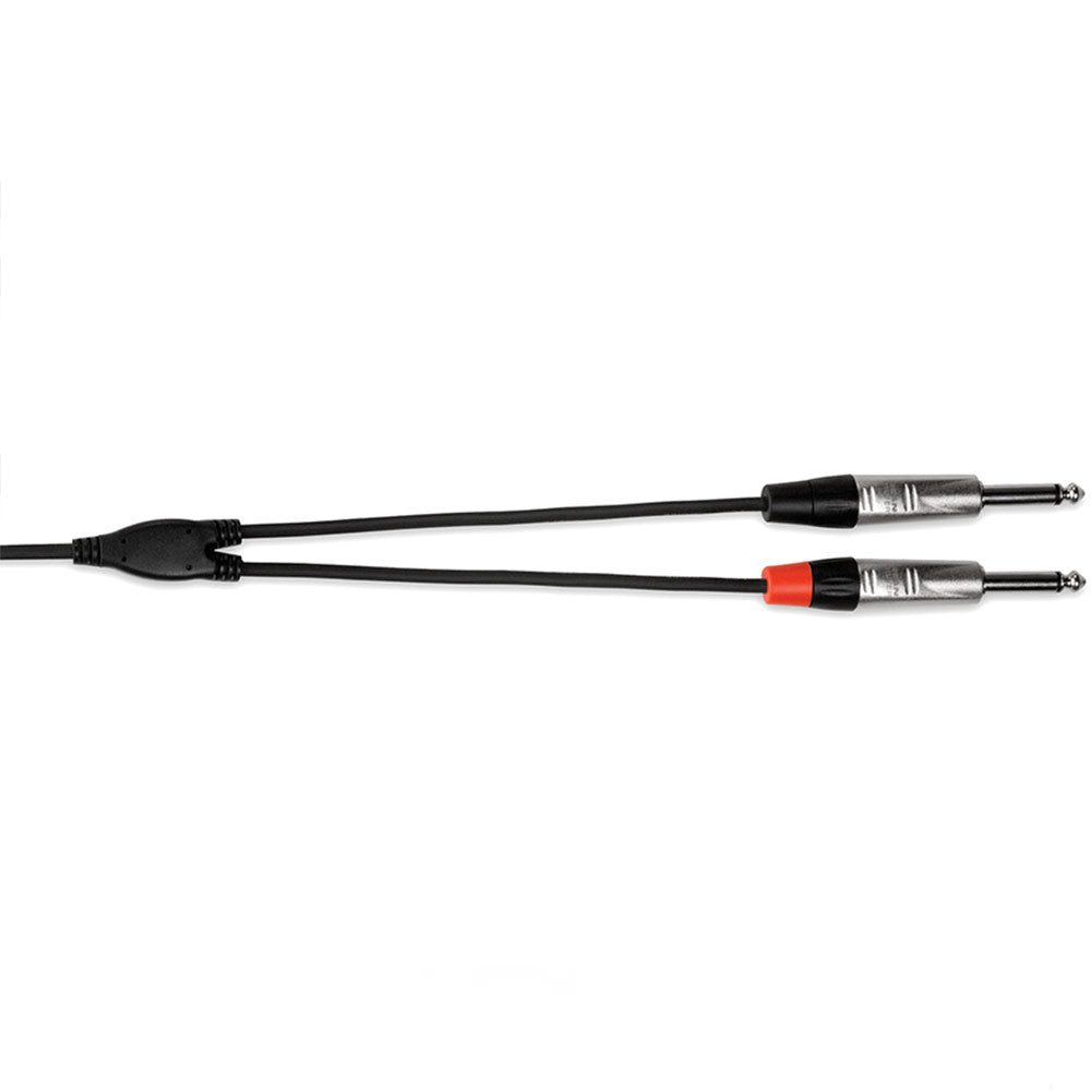Hosa HMP-003Y Pro Stereo Breakout, REAN 3.5 mm TRS to Dual 1/4 in TS, 3 feet