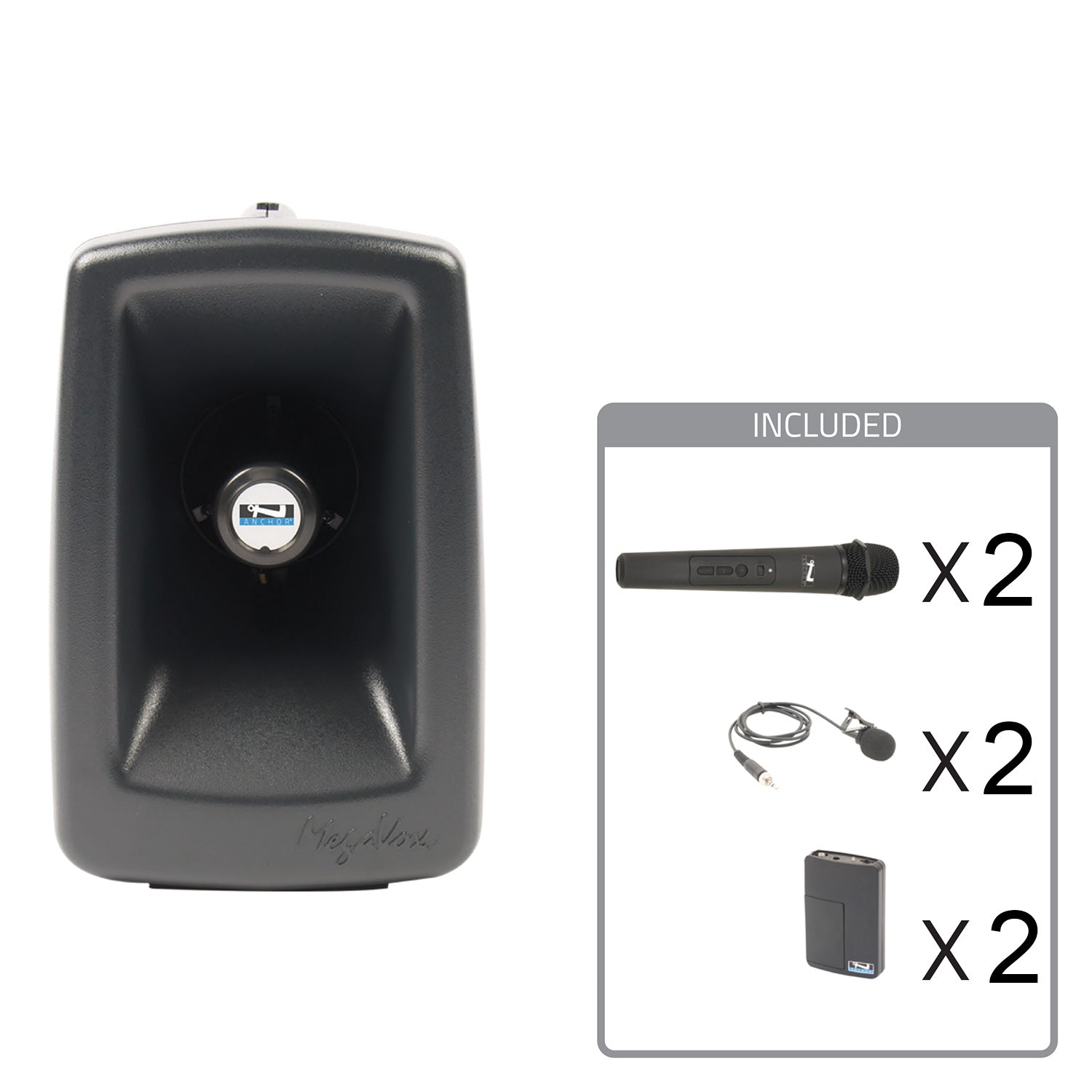 Anchor Audio Megavox 2 System 4 - Portable Speaker Package with 2x Wireless Handheld/2x Lapel Mics