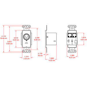 RDL DB-TPR1A Decora Mount Active Format-A Receiver - XLR Output (Black) - Custom Engraving Option