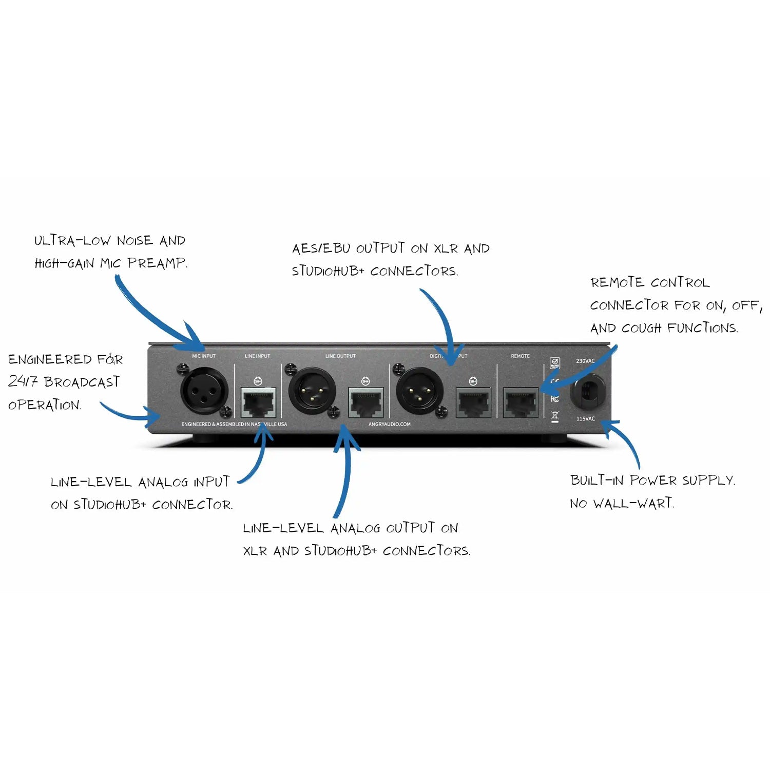 Angry Audio SMooth Mic Preamp - Mic Preamp for Shure SM7 with Processing