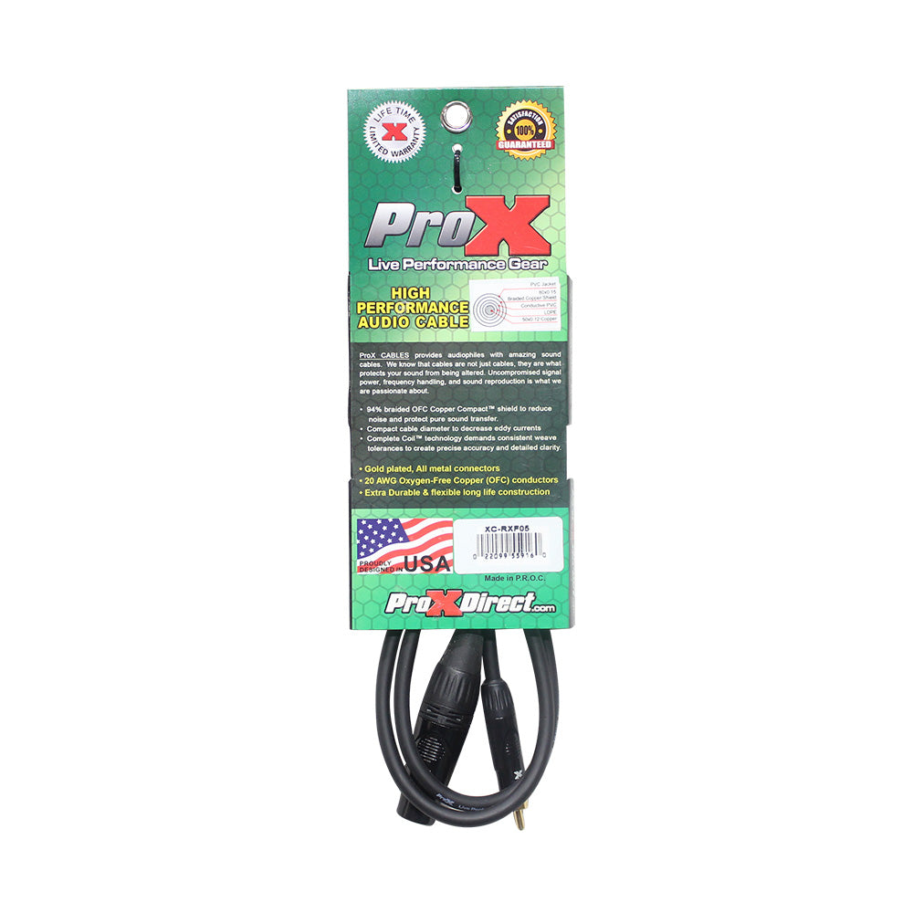 ProX XC-RXF05 5 Ft. Unbalanced RCA to XLR3-F High Performance Audio Cable