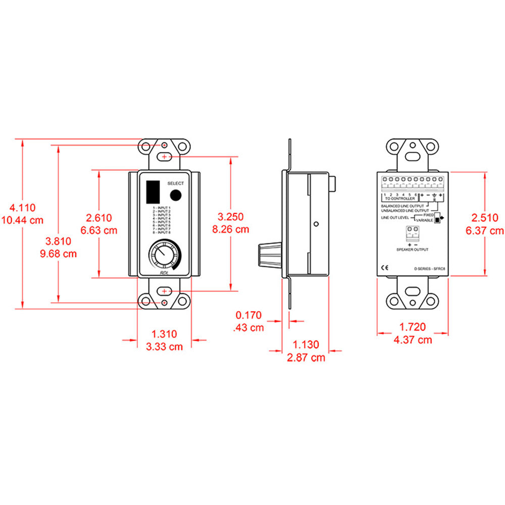 RDL DB-SFRC8 Room Control Station for SourceFlex System (Black)