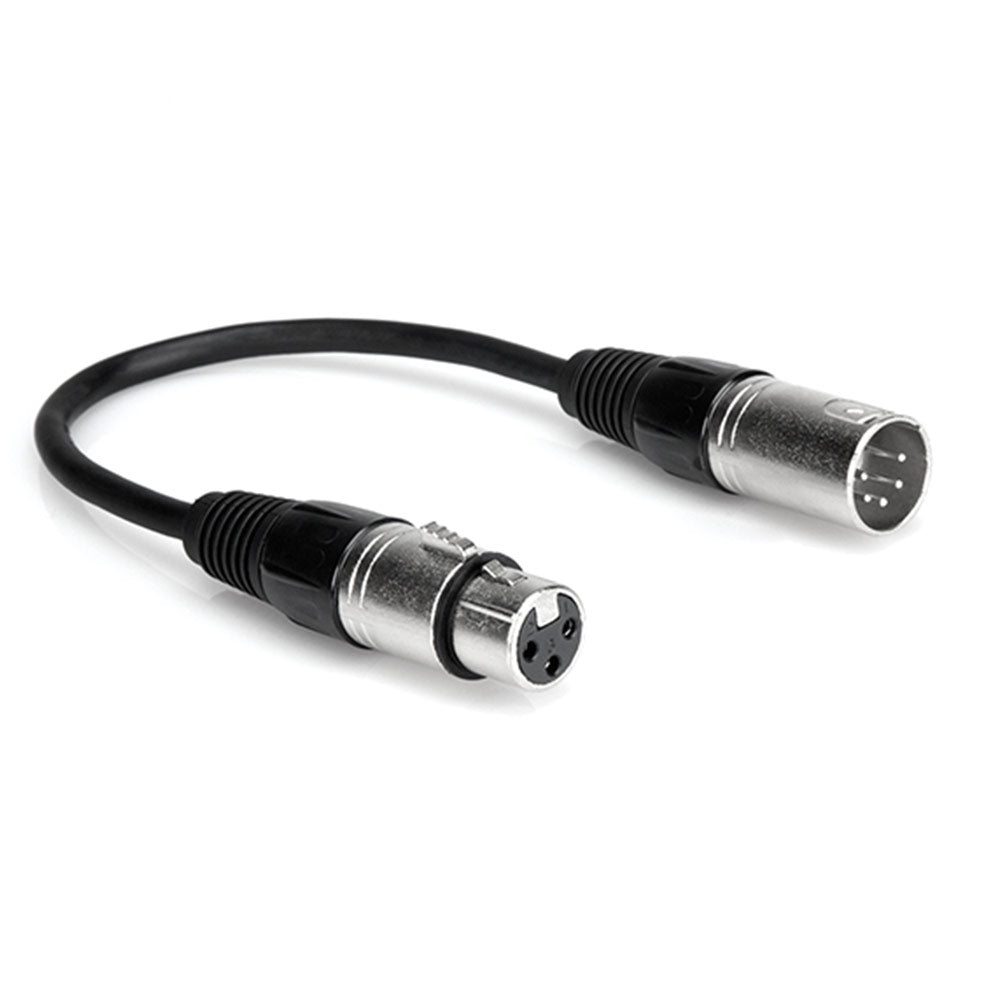 Hosa DMX-106 DMX512 Adaptor, XLR5M to XLR3F, 6 inches