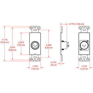 RDL DS-XLR3MC XLR 3-pin Male Jack on D Plate, Solder type, Steel - Custom Engraving Option