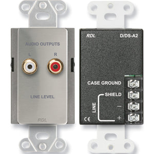 RDL DS-A2 Line Output Assembly - RCA jacks, Terminal block (Stainless) - Custom Engraving Option