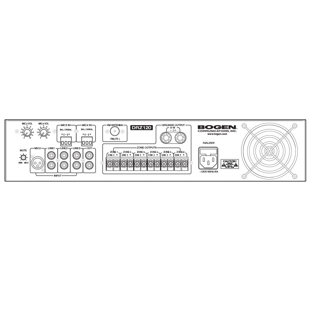 Bogen DRZ120 6-Zone Music and Paging System