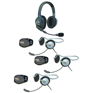 Eartec DMMON4 - 4-Person Intercom System (1 UltraLITE Double / 3 UltraPAK / 3 Monarch Headsets)