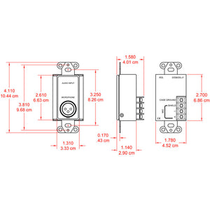 RDL DB-J1 Microphone Input Assembly in Decora Wall Plate - Custom Engraving Option