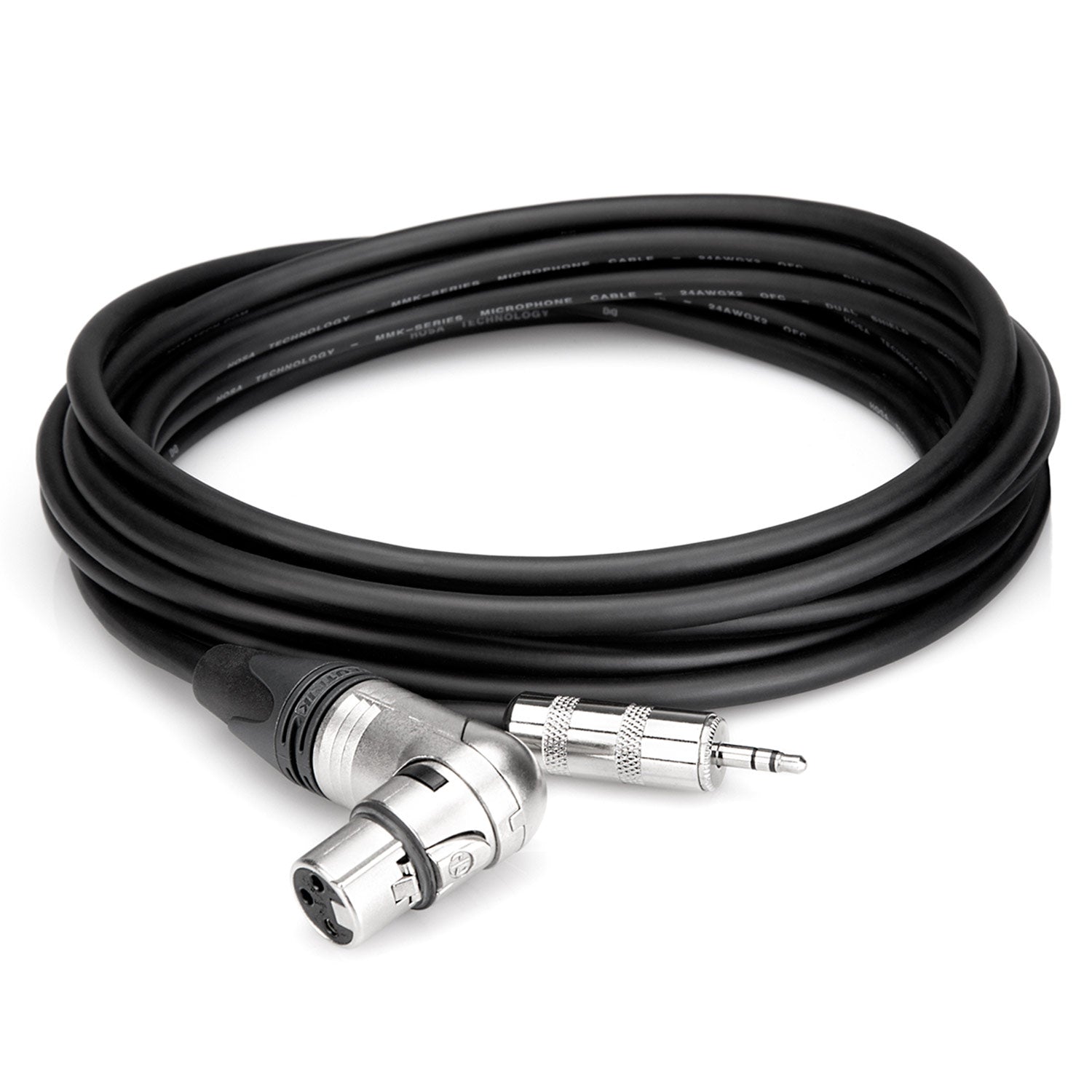 Hosa MXM-025RS Camcorder Microphone Cable, Neutrik Right-angle XLR3F to Hosa 3.5 mm TRS, 25 feet