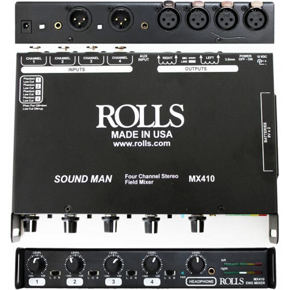 Rolls MX410 4-Channel Field Mixer with LED Meters