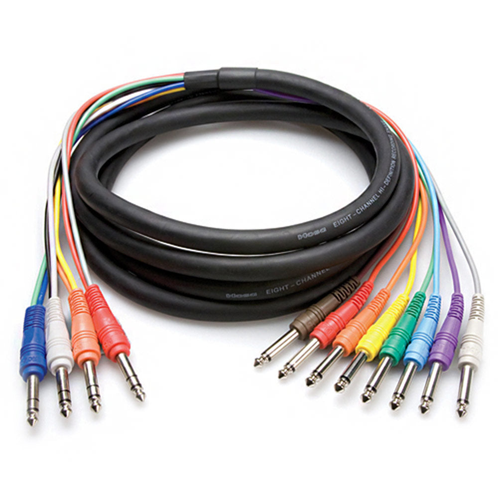 Hosa STP-803 4 Male 1/4" TRS to 8 Male 1/4" TS Send/Receive Snake - 9.9 feet