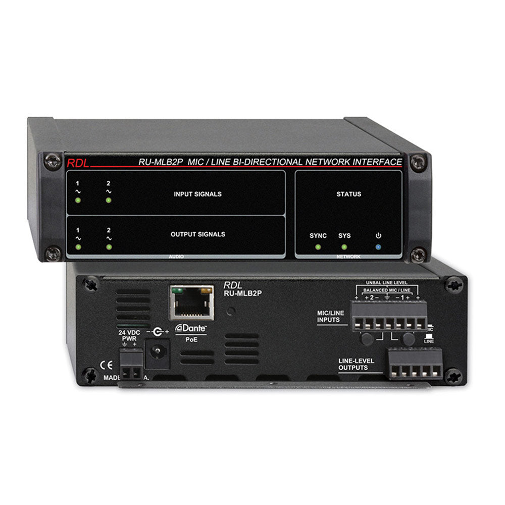 RDL RU-MLB2P Mic/Line Bi-Directional Dante Network Interface (with PoE)