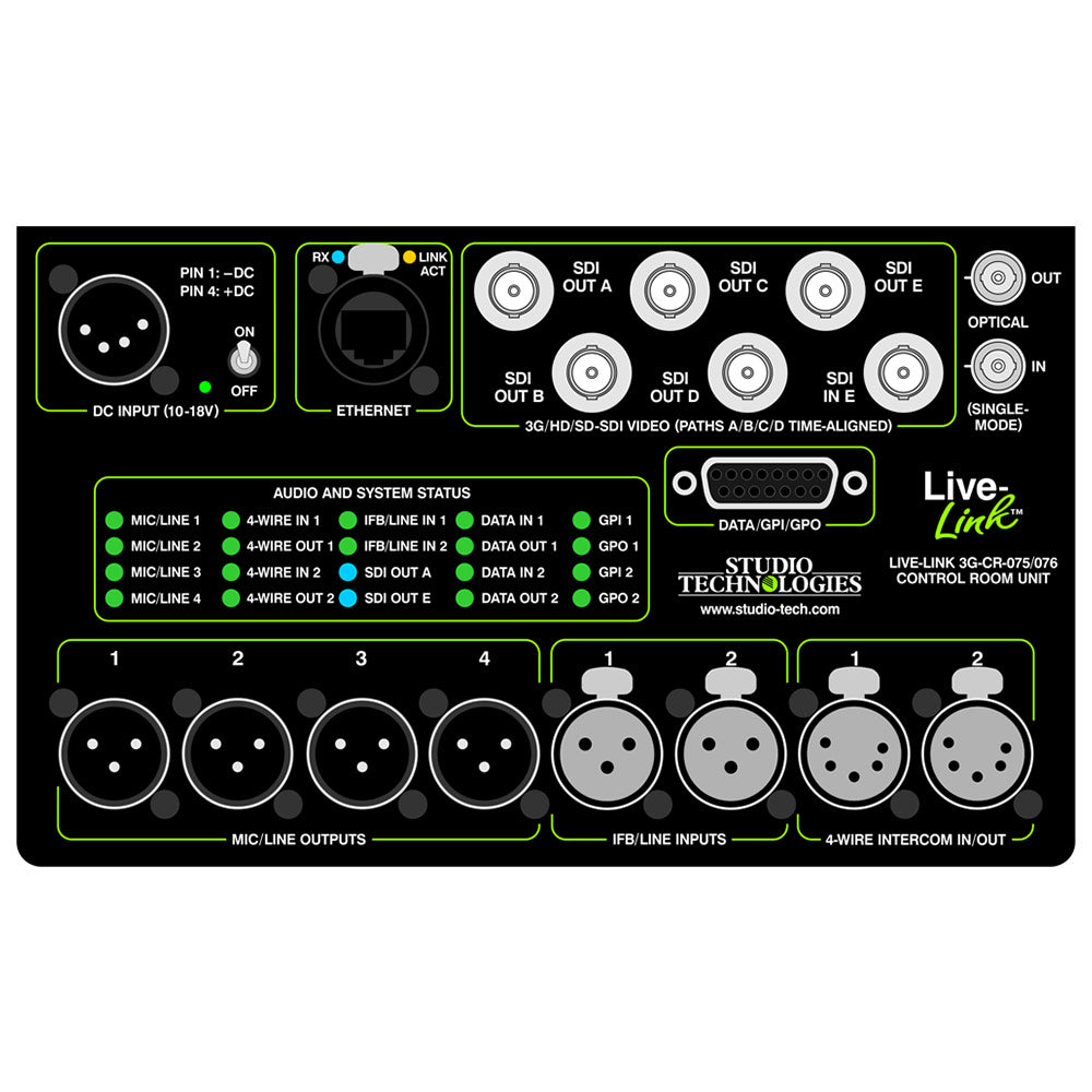 Studio Technologies LL-3G-CR-076 - Live-Link Sr. Control Room Rack-Ready Fiber Transport Interface
