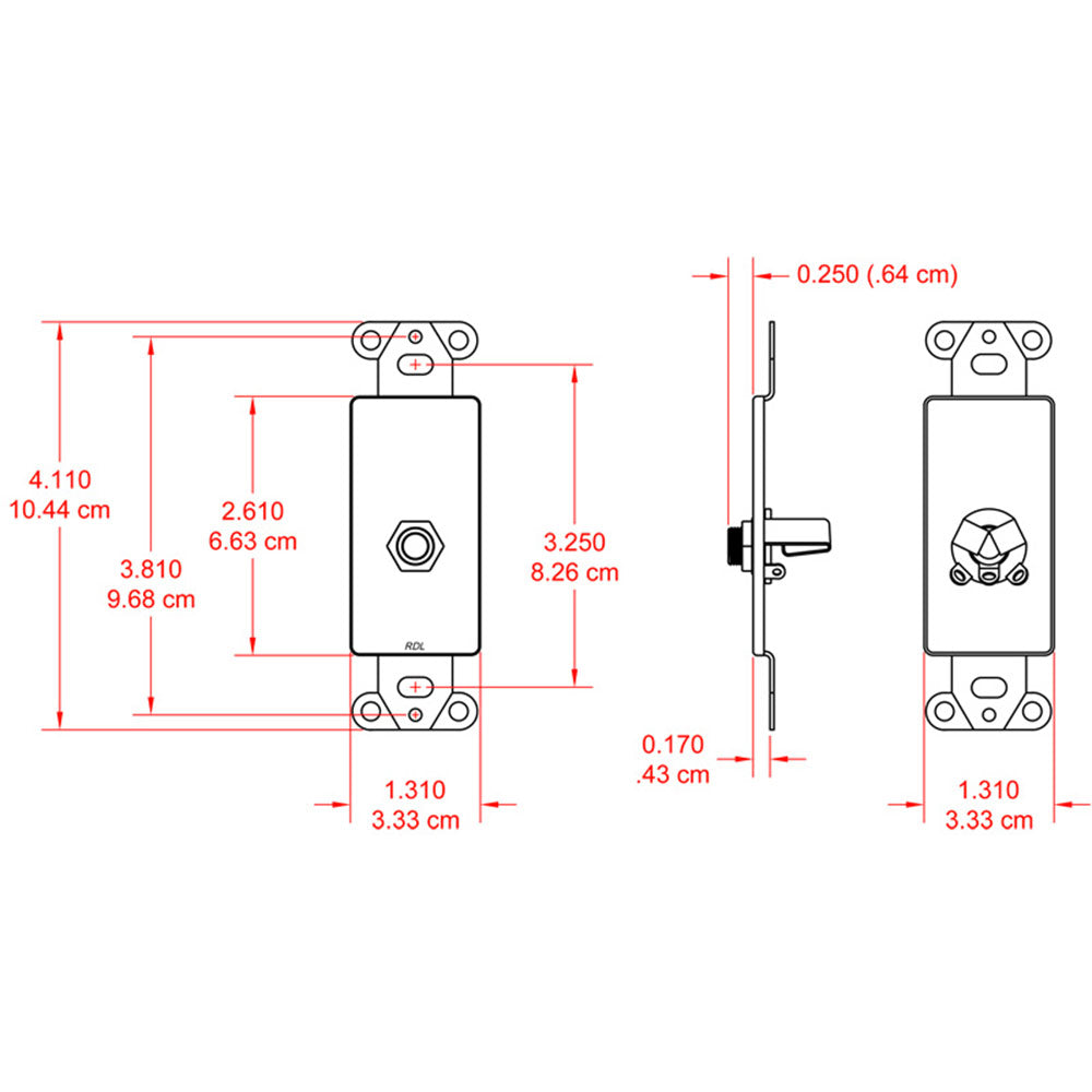 RDL DS-1/4F 1/4 in. Phone Jack on D Plate - Solder type - Stainless Steel