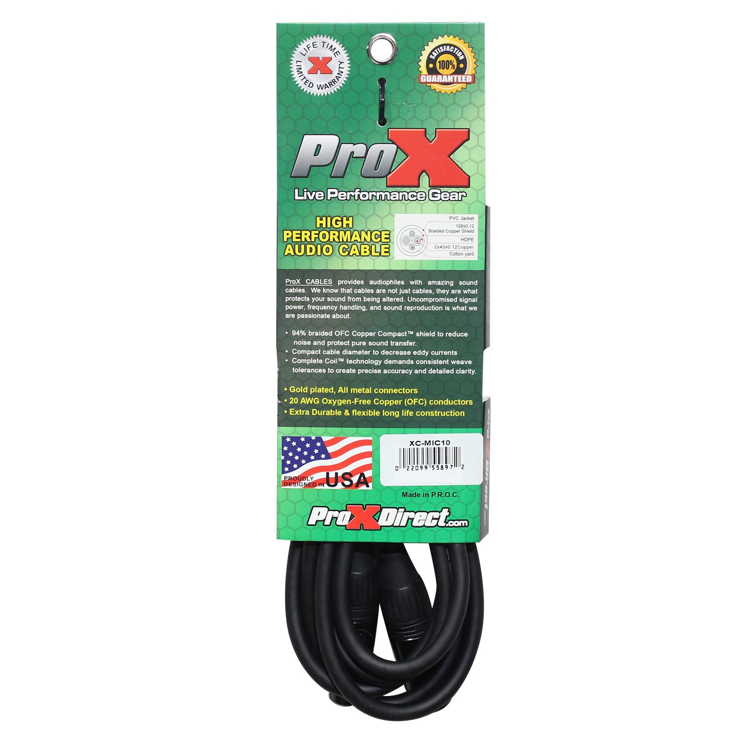 ProX XCMIC10 10FT. Mic Cable XLR-F To XLR-M