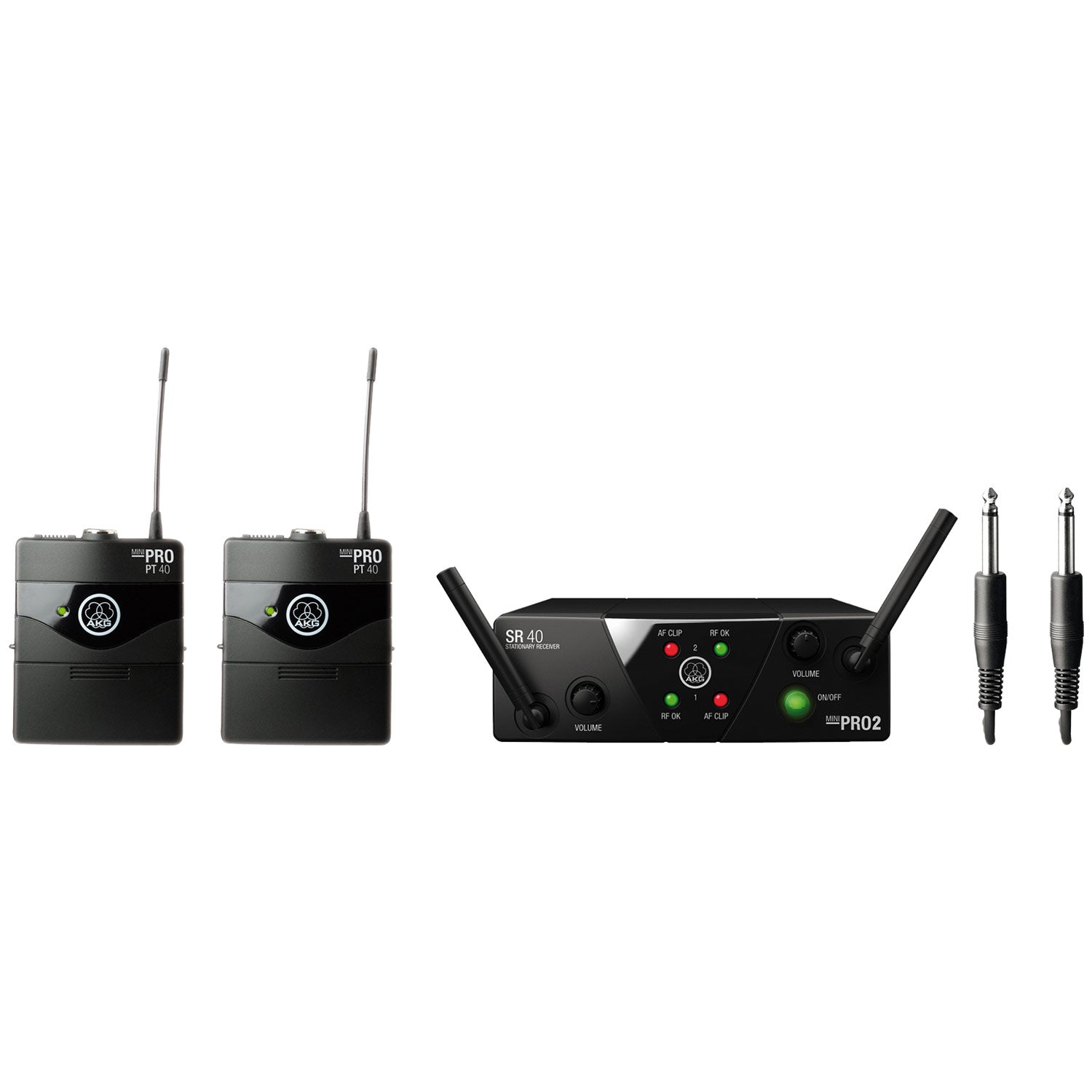 AKG WMS40 Mini2 Dual Instrumental Set - Dual Bodypack Wireless System (US25CD Band 539.3 - 540.4 MHz)