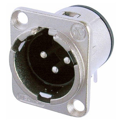 Neutrik NC3MD-H D Series 3 Pin Male Panel Mount Receptacle - Nickel/Silver