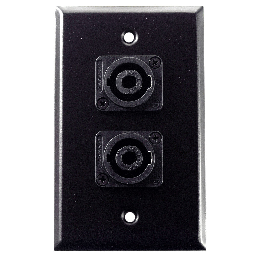 Whirlwind WP1B/2NL4 - Single-Gang Wall Plate with Dual NL4 Connectors (Black)