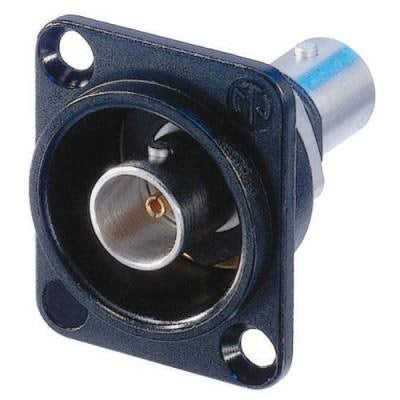 Neutrik NBB75DFIB - 75-Ohm BNC D-Shape Panel Mount Feed-Thru (Black)