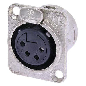 Neutrik NC4FD-L-1 DL1 Series 4 Pin Female Panel Mount Receptacle - Nickel/Silver