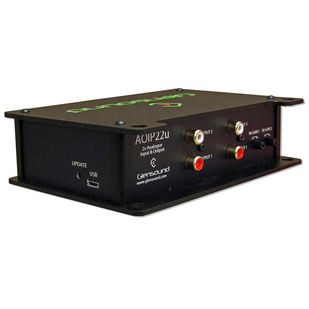 Glensound AoIP22u - Two-Channel Unbalanced Analog to Dante / AES67 Interface