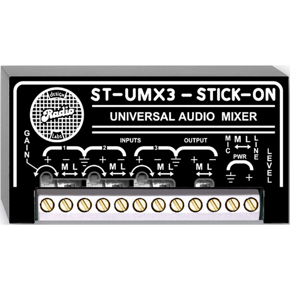 RDL ST-UMX3 3 Channel Microphone and Line Level Miniature Audio Mixer
