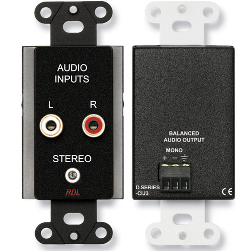 RDL DB-CIJ3 RCA/3.5mm Line Input Jacks on Decora Wall Plate (Mono)