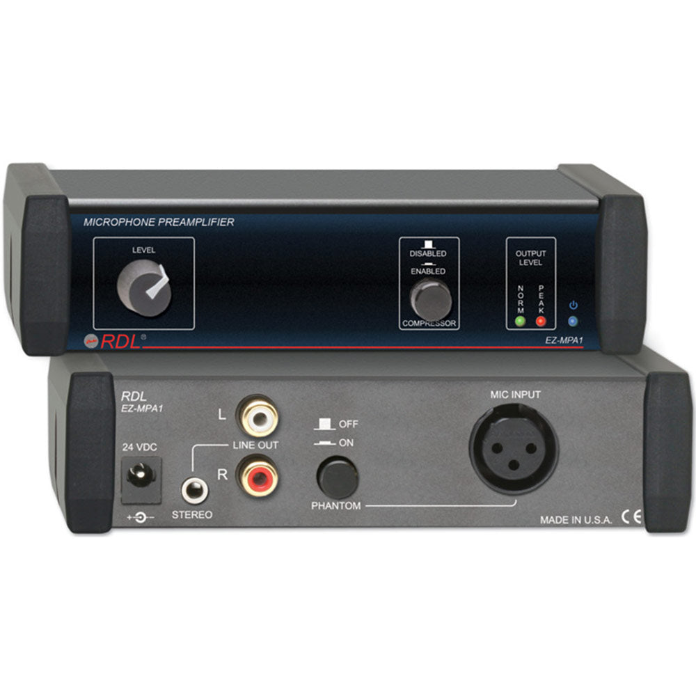 RDL EZ-MPA1 Microphone Preamplifier - Stereo Output with Compressors