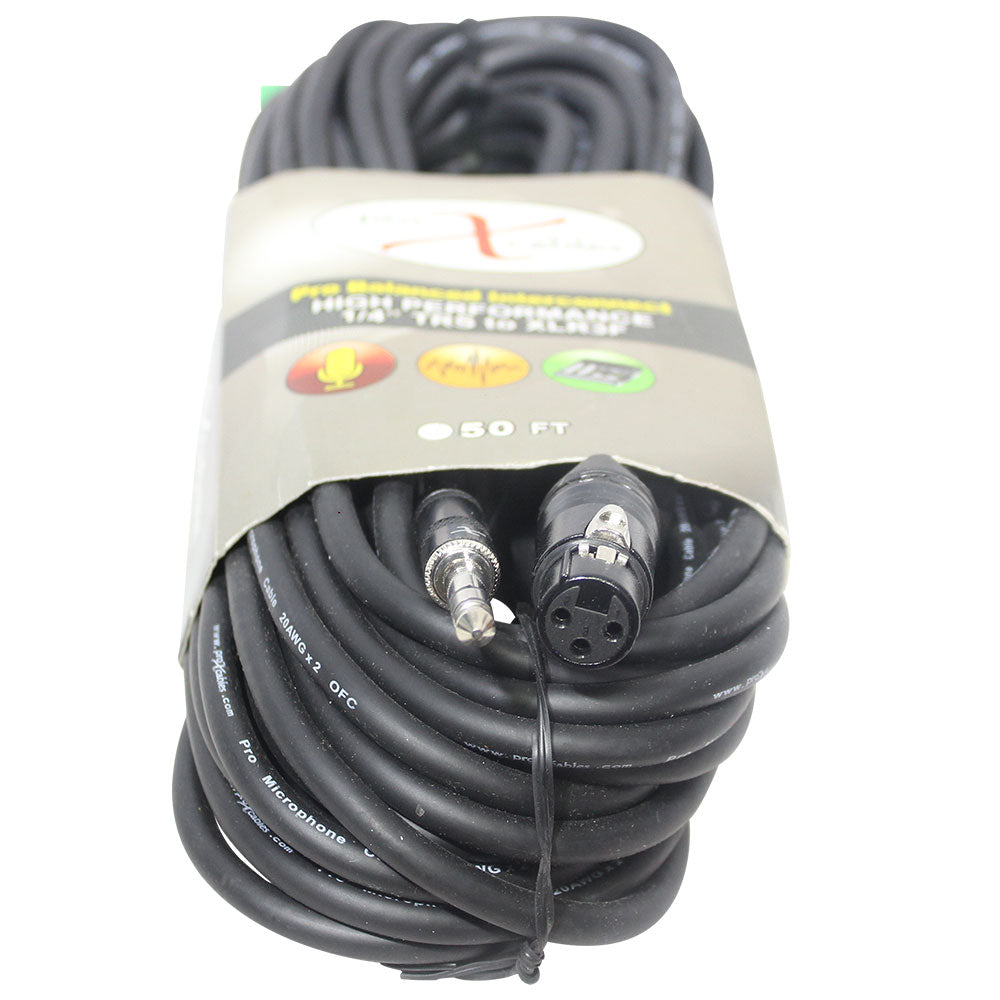 ProX XC-SXF50 50 Ft. Balanced 1/4" TRS-M to XLR3-F High Performance Audio Cable