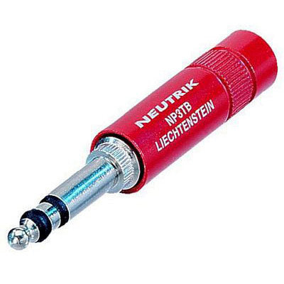 Neutrik NP3TB-R 3 Conductor 1/4" TRS Patch Connector - Red/Nickel