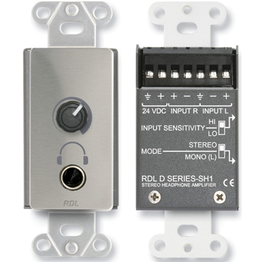 RDL DS-SH1 Stereo Headphone Amplifier - Stainless Steel Panel with User Level Control