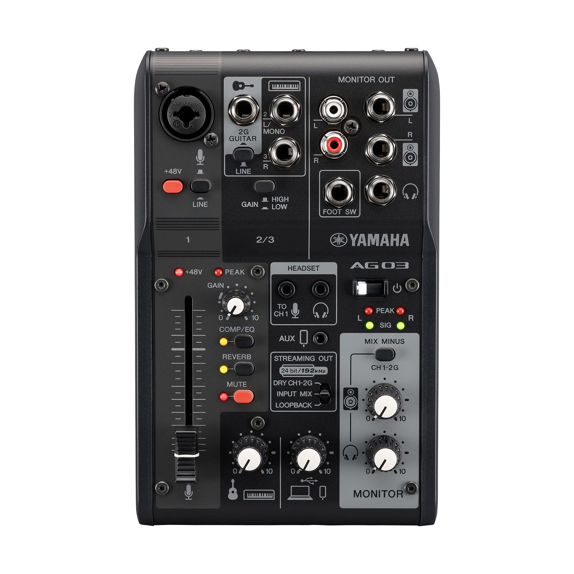 Yamaha AG03MK2 - 3-Channel Mixer for Podcasting and Streaming (Black)