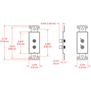 RDL DB-PHN2 Dual Solder RCA Jacks on Decora Wall Plate (Black) - Custom Engraving Option