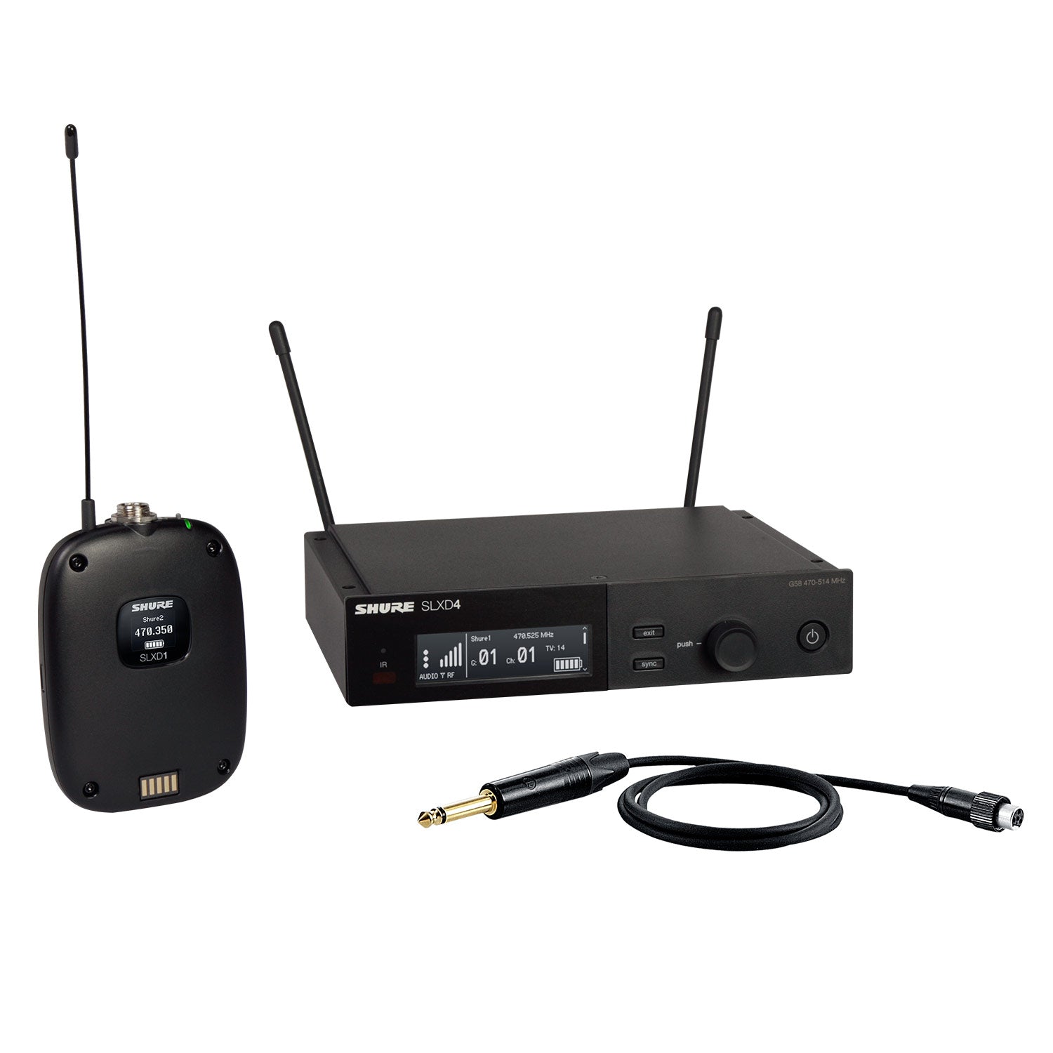Shure SLXD14 Guitar Wireless System with WA305 (H55 Band / 514-558 MHz)